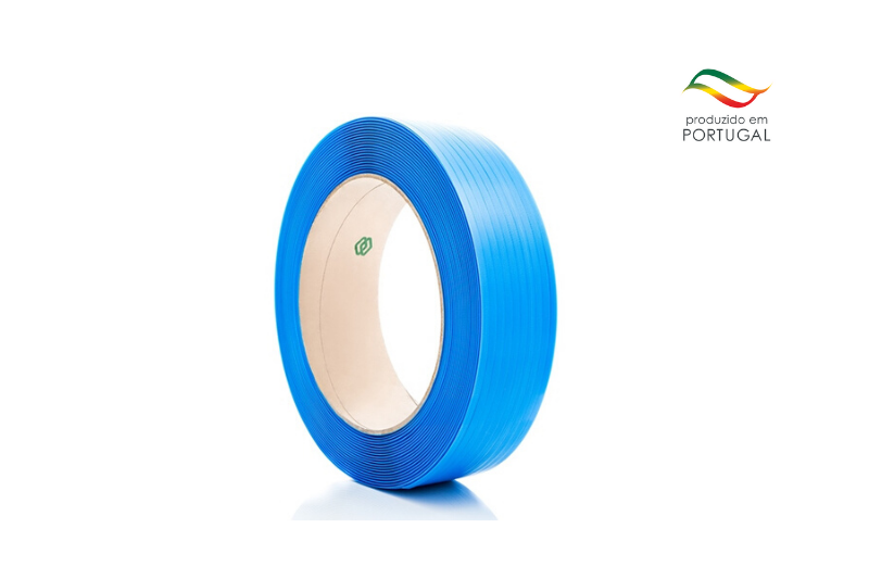 bobine cinta plástica azul pp
